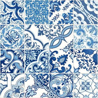 product image of Cohen Blue Tile Wallpaper from Design Department by Brewster 524