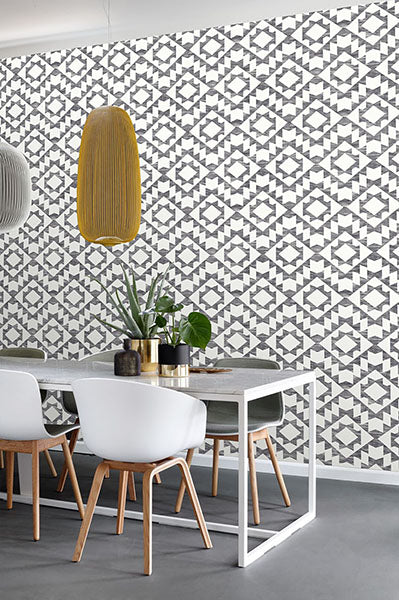 product image for Fantine Black Geometric Wallpaper from Design Department by Brewster 11