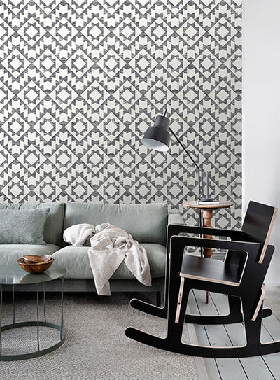 product image for fantine black geometric wallpaper from design department by brewster 5 53
