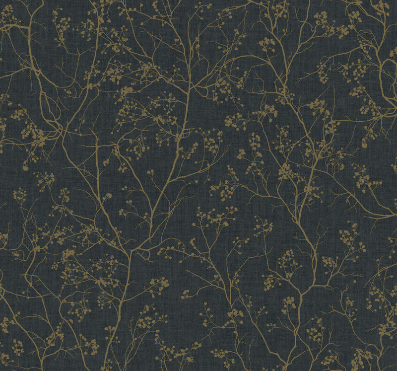 media image for Luminous Branches Wallpaper in Black/Gold from the Dazzling Dimensions Vol. 2 Collection by Antonina Vella 221