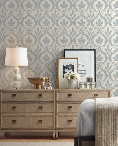 product image for Adirondack Damask Wallpaper in Smoky Blue/Beige from Damask Resource Library by York Wallcoverings 34