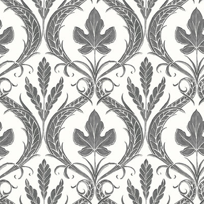 product image of Adirondack Damask Wallpaper in Black/White from Damask Resource Library by York Wallcoverings 574