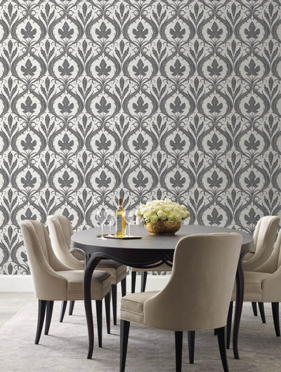 product image for Adirondack Damask Wallpaper in Black/White from Damask Resource Library by York Wallcoverings 51