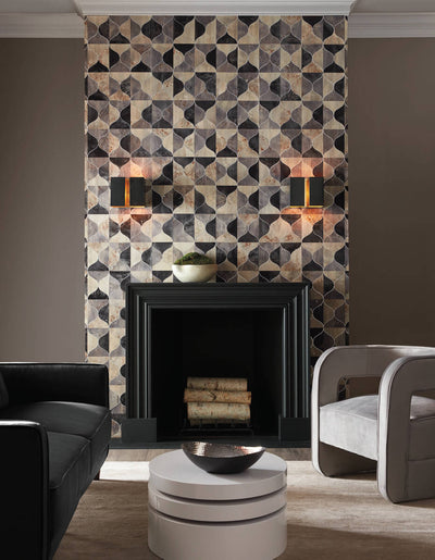 product image for Burlwood Ogee Black/Taupe/Grey Wallpaper from the After Eight Collection by Candice Olson 30