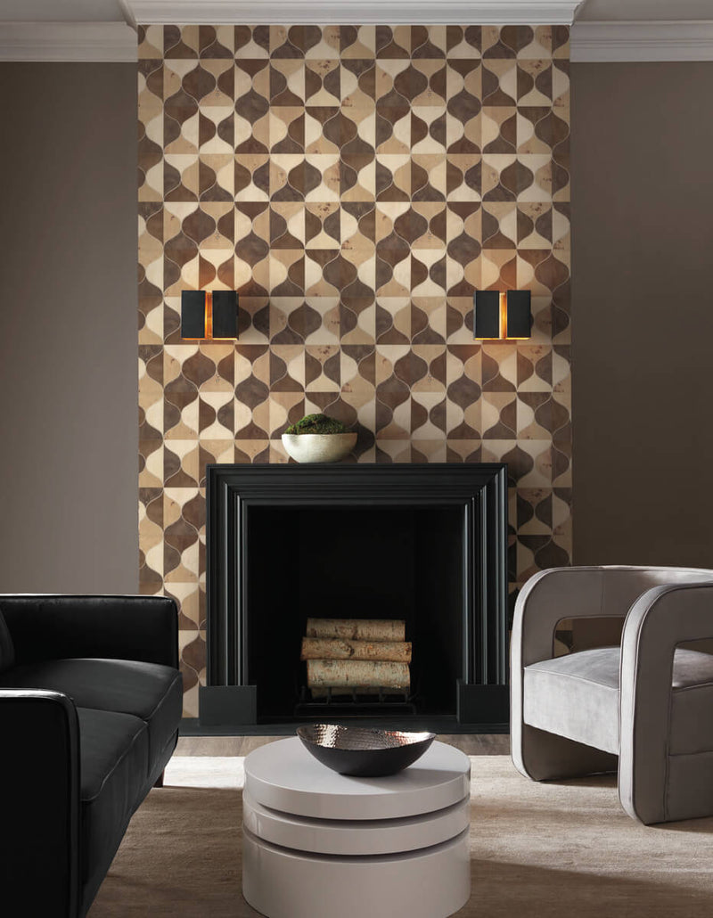 media image for Burlwood Ogee Warm Neutral Wallpaper from the After Eight Collection by Candice Olson 287