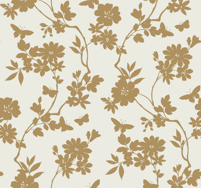 product image of Flutter Vine White/Gold Wallpaper from the After Eight Collection by Candice Olson 575