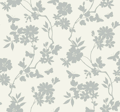 product image of Flutter Vine White/Silver Wallpaper from the After Eight Collection by Candice Olson 520
