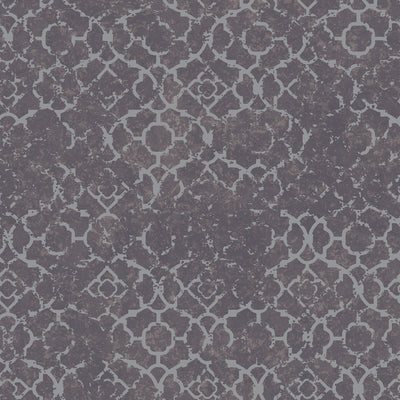 product image of Aged Quatrefoil Purple/Silver from the Emporium Collection by Galerie Wallcoverings 554