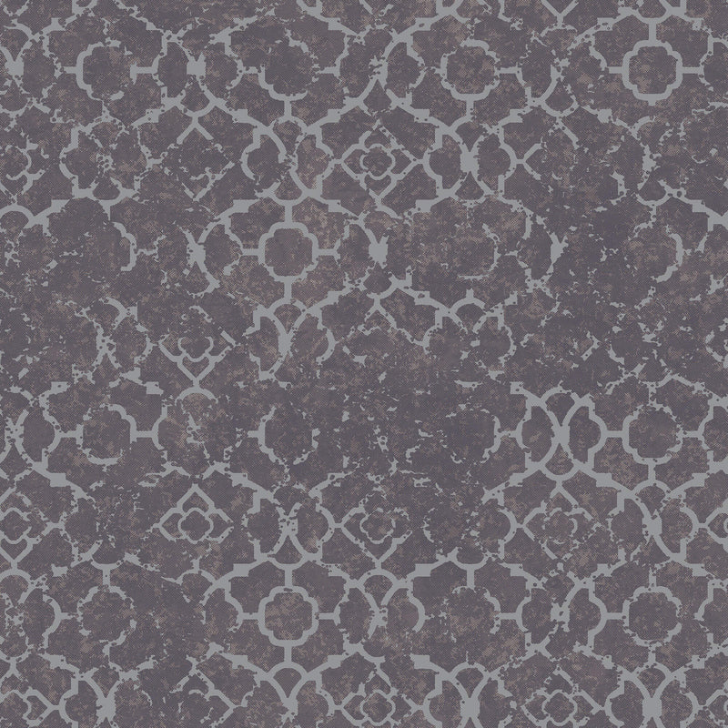 media image for Aged Quatrefoil Purple/Silver from the Emporium Collection by Galerie Wallcoverings 294