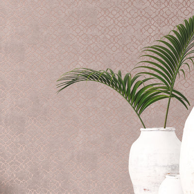 product image for Aged Quatrefoil Pink/Rose Gold from the Emporium Collection by Galerie Wallcoverings 46