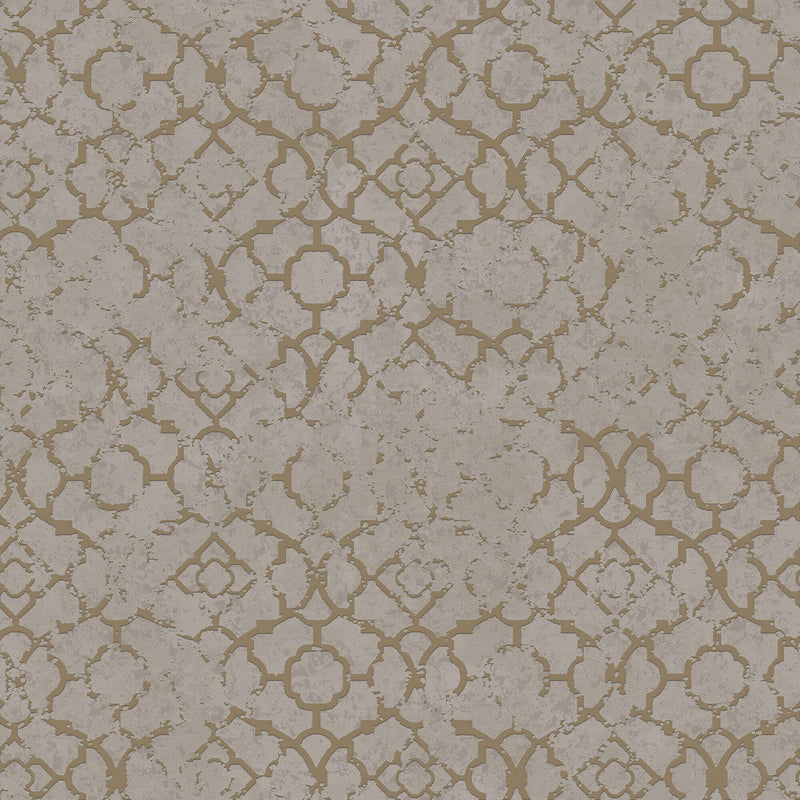 media image for Aged Quatrefoil Gold/Grey from the Emporium Collection by Galerie Wallcoverings 277