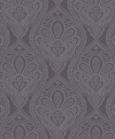 product image for Mehndi Damask Purple/Silver from the Emporium Collection by Galerie Wallcoverings 88