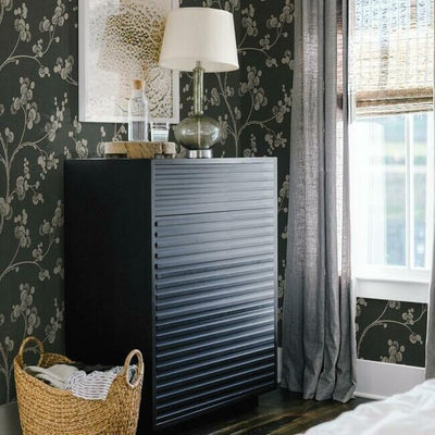 product image for Dahlia Trail Wallpaper in Black and Taupe from the Silhouettes Collection by York Wallcoverings 61