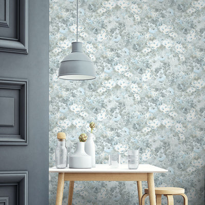 product image of Daisy Wallpaper in Blue, Grey, and White from the French Impressionist Collection by Seabrook Wallcoverings 531