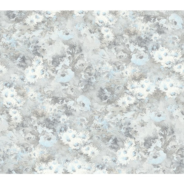 media image for Daisy Wallpaper in Blue, Grey, and White from the French Impressionist Collection by Seabrook Wallcoverings 257