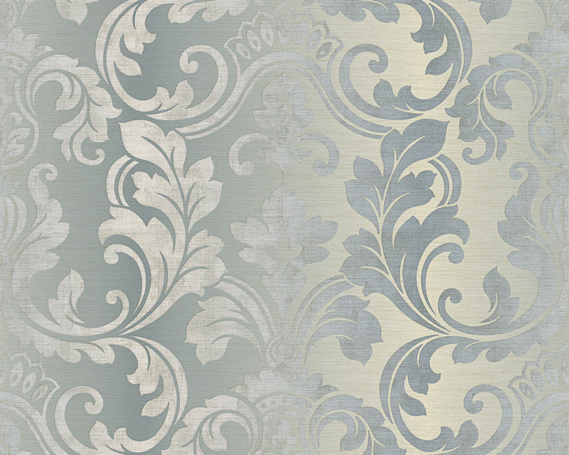media image for Damask Floral Trail Wallpaper in Beige and Blue design by BD Wall 260