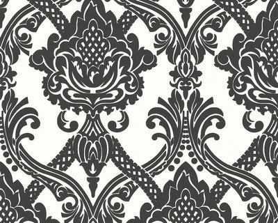 product image for Damask Floral Wallpaper in Black and White design by BD Wall 25