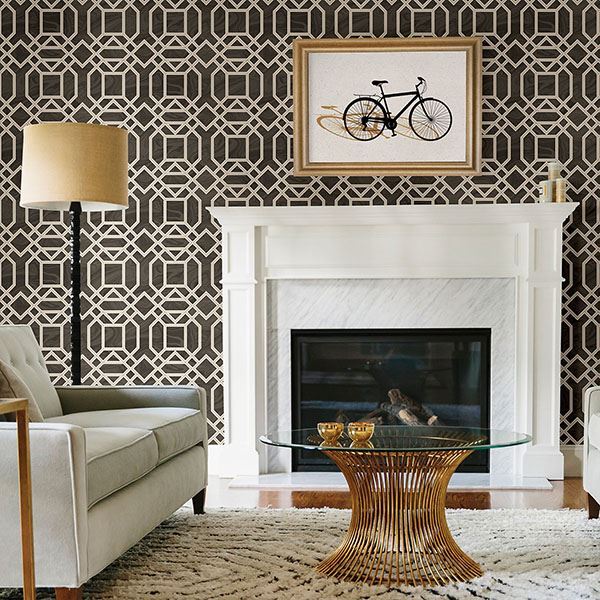 media image for Daphne Trellis Wallpaper in Brown from the Moonlight Collection by Brewster Home Fashions 24