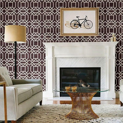 product image for Daphne Trellis Wallpaper in Maroon from the Moonlight Collection by Brewster Home Fashions 14