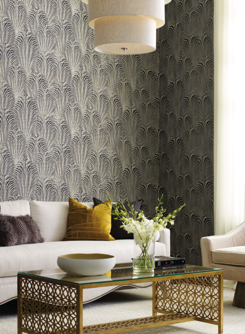 media image for Deco Fountain Wallpaper in Black from the Candice Olson Journey Collection by York Wallcoverings 289