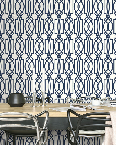 product image for Deco Lattice Peel-and-Stick Wallpaper in Navy by NextWall 78