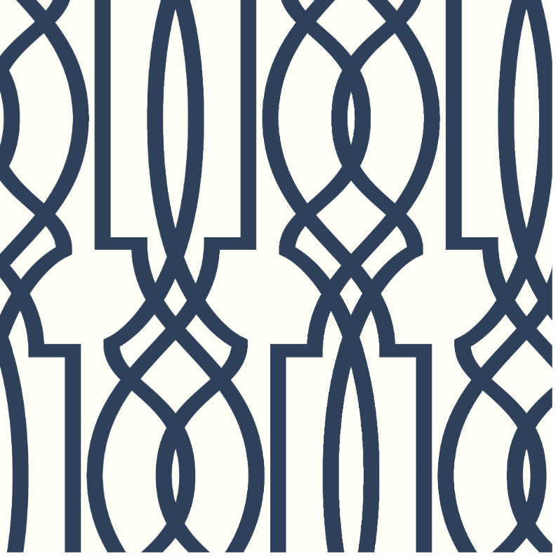 media image for Deco Lattice Peel-and-Stick Wallpaper in Navy by NextWall 250
