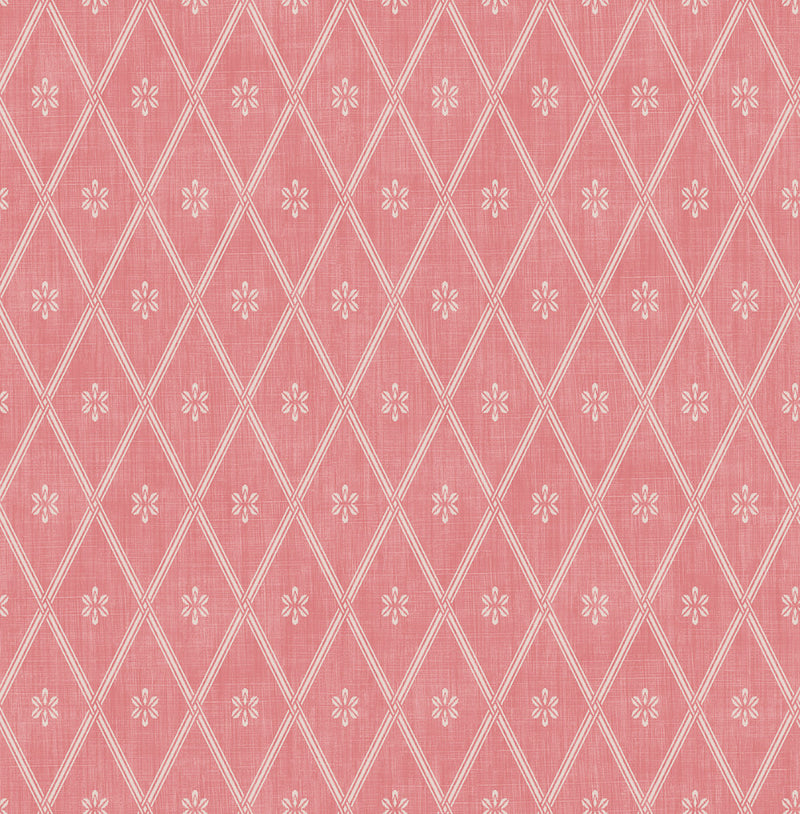 media image for Diamond Lattice Wallpaper in Coral from the Spring Garden Collection by Wallquest 249