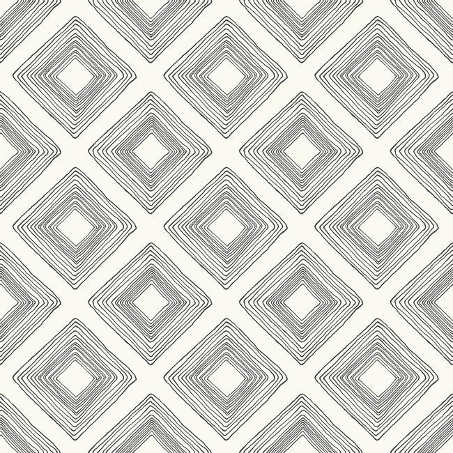 media image for Diamond Sketch Wallpaper in Black on White from Magnolia Home Vol. 2 by Joanna Gaines 245