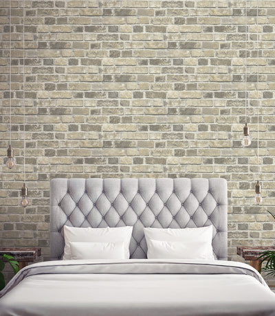 product image for Distressed Brick Peel-and-Stick Wallpaper in Neutral by NextWall 46