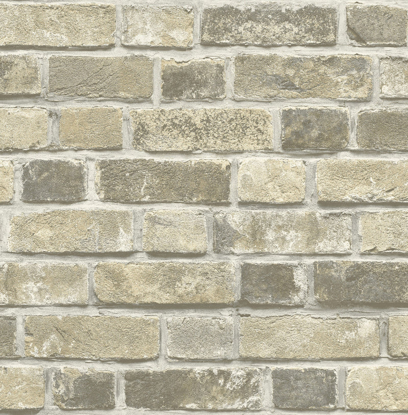 media image for Distressed Brick Peel-and-Stick Wallpaper in Neutral by NextWall 299
