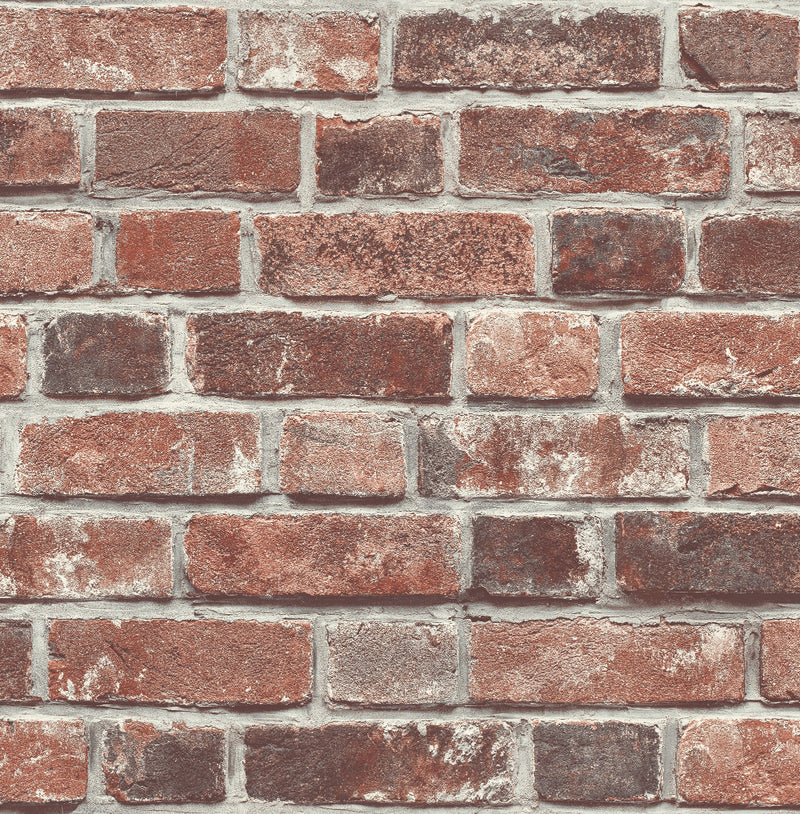 media image for Distressed Brick Peel-and-Stick Wallpaper in Red by NextWall 264