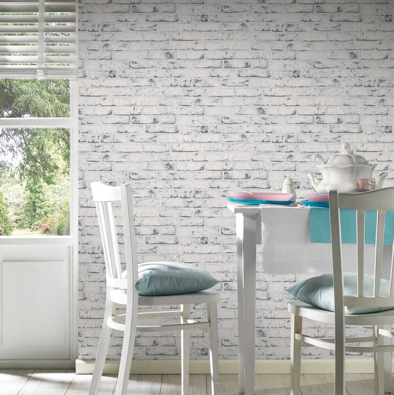 media image for Distressed Brick Wallpaper in Grey design by BD Wall 281