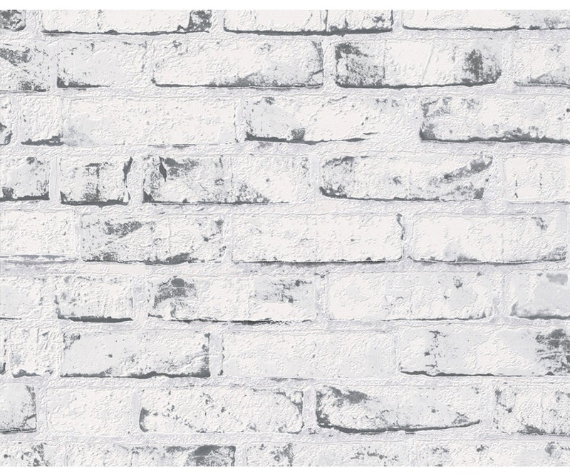 media image for Distressed Brick Wallpaper in Grey design by BD Wall 211