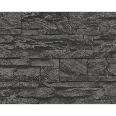 product image for Distressed Stone Wallpaper in Black and Grey design by BD Wall 20