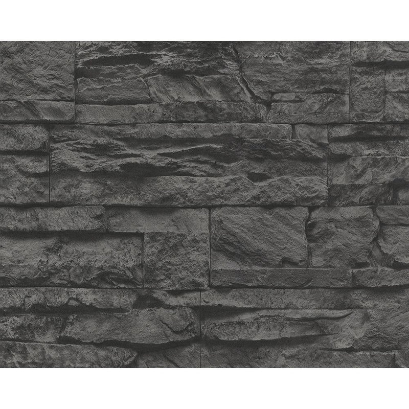 media image for Distressed Stone Wallpaper in Black and Grey design by BD Wall 266
