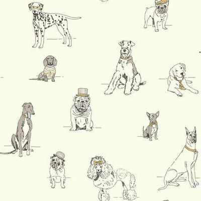 product image of Dog's Life Wallpaper in Grey, Gold, and Ivory by Ashford House for York Wallcoverings 543