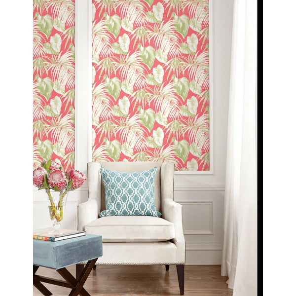 media image for Dominica Wallpaper in Pink and Green from the Tortuga Collection by Seabrook Wallcoverings 228