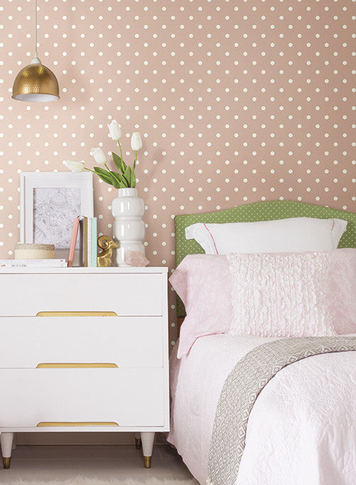 media image for Dots On Dots Wallpaper in Soft Pink and White from the Magnolia Home Collection by Joanna Gaines 279
