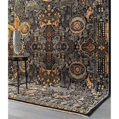 product image for Empress EMS-7000 Hand Knotted Rug in Black & Saffron by Surya 7