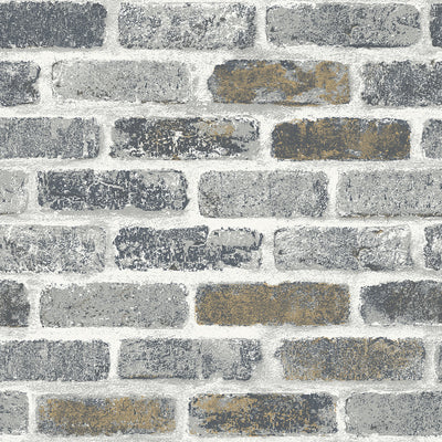 product image for Vintage Faux Brick Wallpaper in Steel Grey and Tan from Etten Gallerie for Seabrook 28
