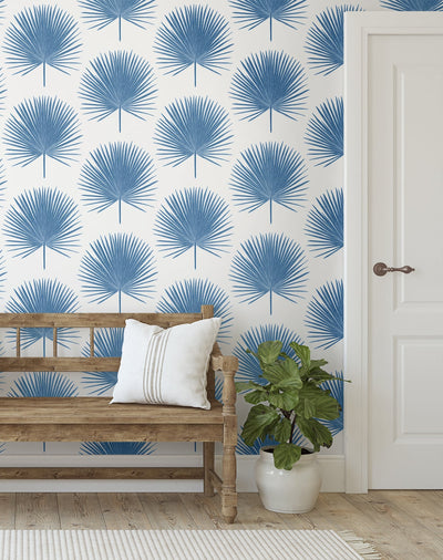product image for Palm Fronds Wallpaper in Coastal Blue from Etten Gallerie for Seabrook 26