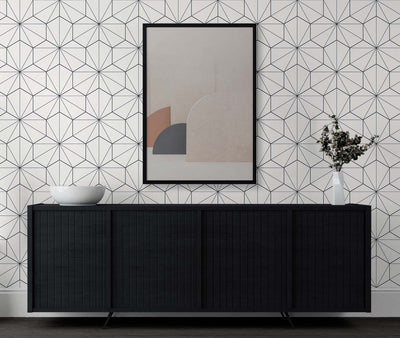 product image for Hedron Geometric Ebony & Eggshell from the Etten Geometric Collection by Seabrook 0