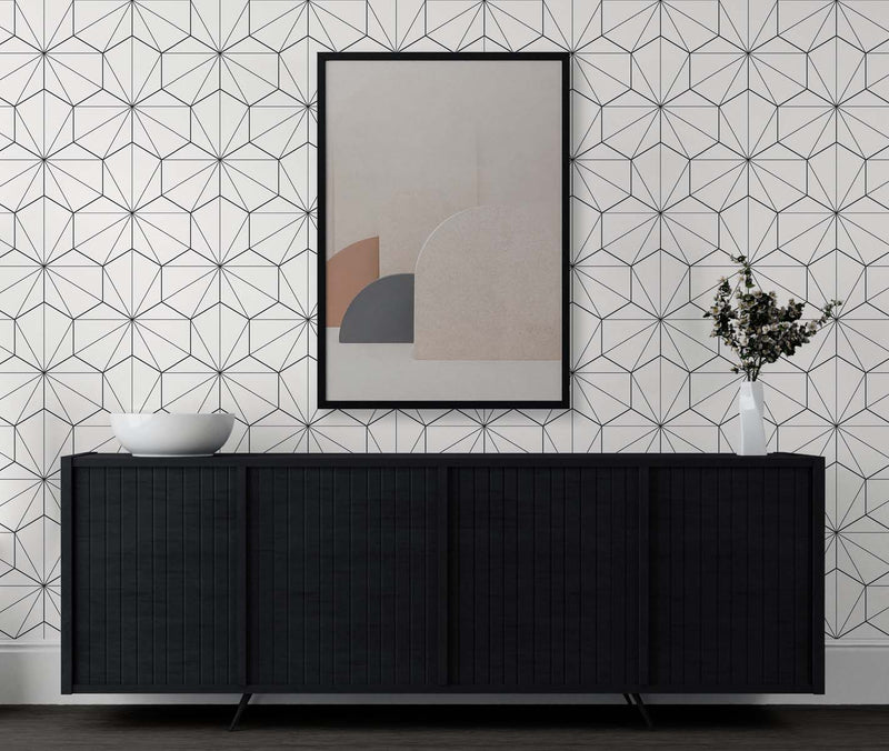 media image for Hedron Geometric Ebony & Eggshell from the Etten Geometric Collection by Seabrook 25