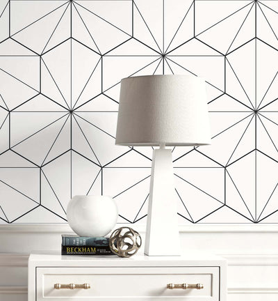product image for Hedron Geometric Ebony & Eggshell from the Etten Geometric Collection by Seabrook 48