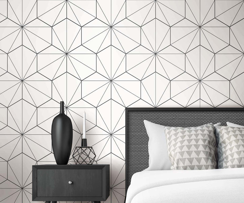 media image for Hedron Geometric Ebony & Eggshell from the Etten Geometric Collection by Seabrook 220