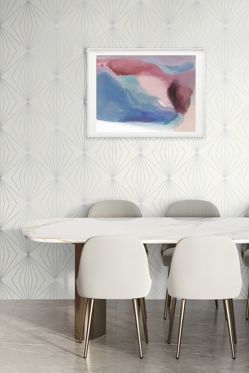 media image for Diamond Vector Metallic Silver & Eggshell from the Etten Geometric Collection by Seabrook 247