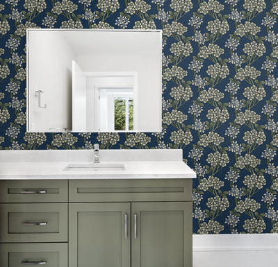 product image for Floral Vine Wallpaper in Blue Jay & Sage 8