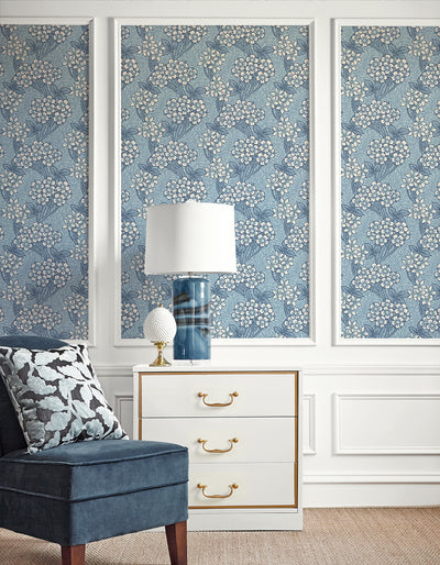 product image for Floral Vine Wallpaper in Sky Blue 16