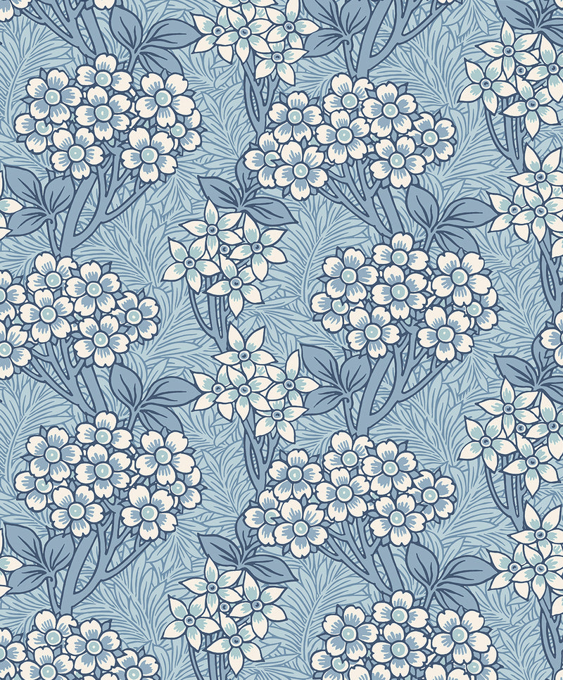 media image for Floral Vine Wallpaper in Sky Blue 211