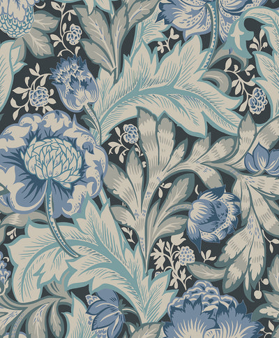 product image of Acanthus Garden Wallpaper in Bluestone & Golden 51